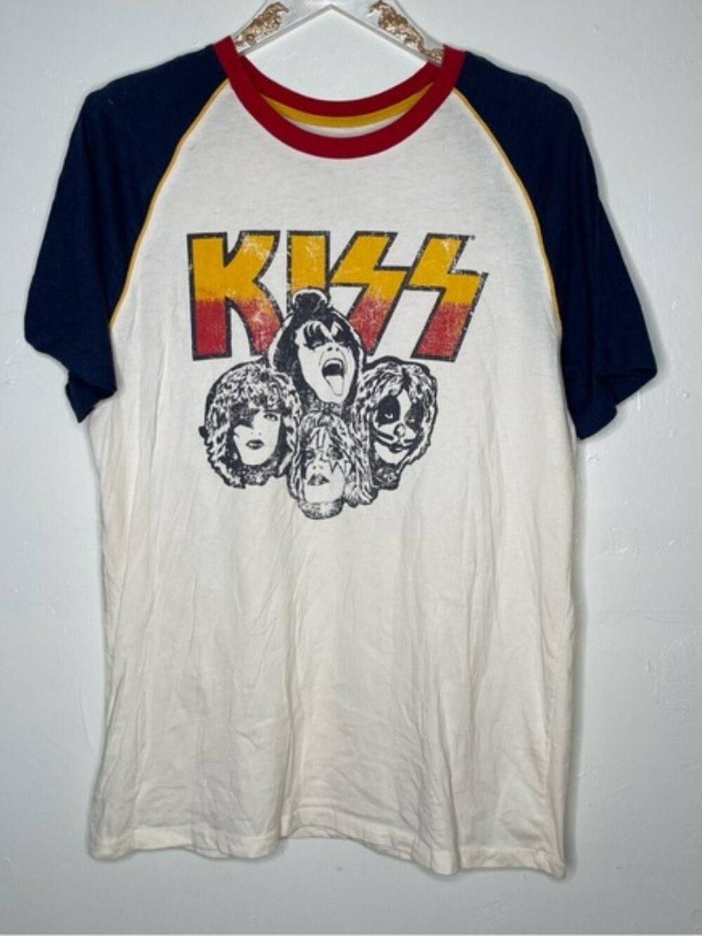 MENS KISS DETROIT 1973 RAGLAN SHIRT SZ XL